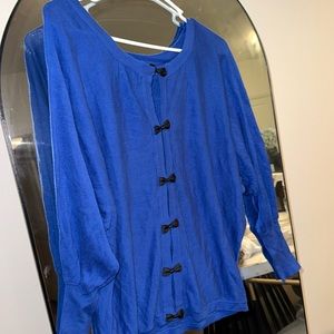 Women Bow Blue Cute Sweater